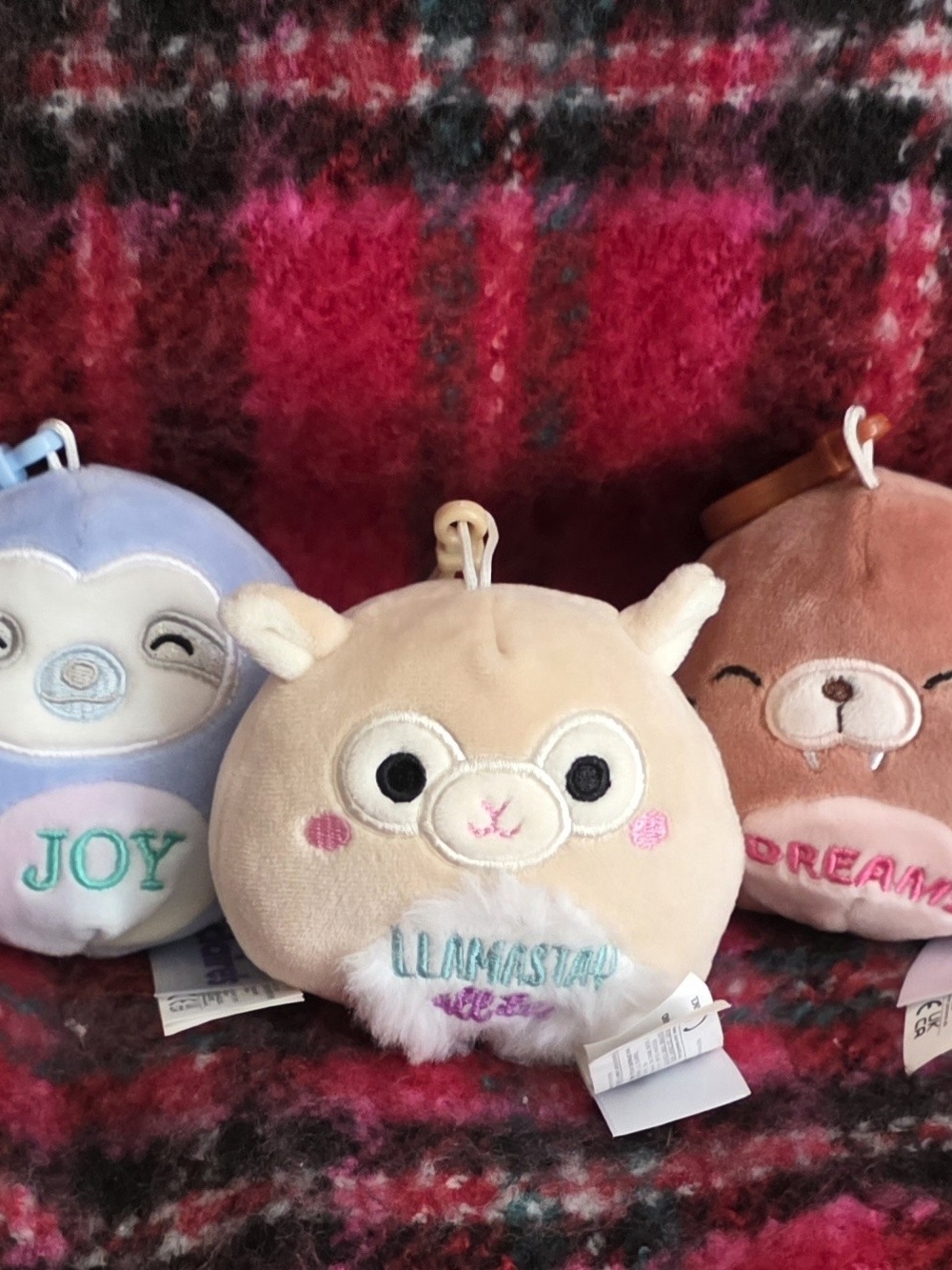 Cute Plush Llama Keychain - Beige with Pink Accents